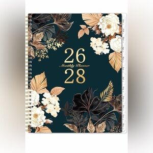 Floral Monthly Planner 26-28 - Teal & Gold